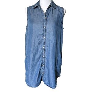 Chico’s Women’s Sleeveless Button Front Blouse Blue Size 1 US M
